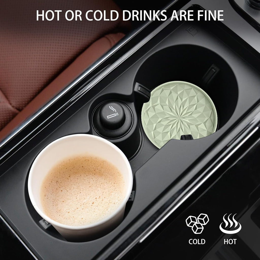Car Cup Coaster [4 Pack] ME.FAN Silicone Car Coasters/Cup Mats - 2.75In Universal Non-Slip Recessed Car Interior Accessories - Car Cup Holder Insert Coasters Desert Sage