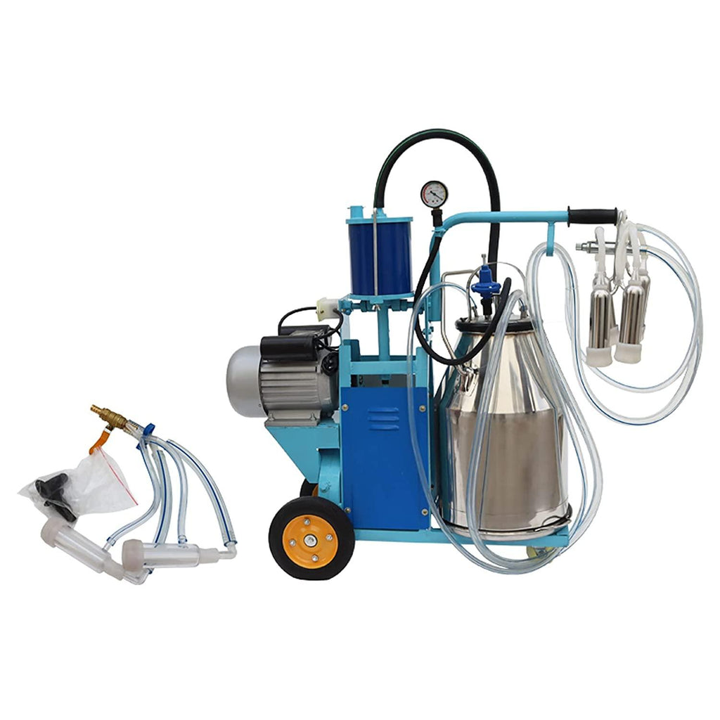 25L Electric MilMachine Piston Milker with Regulator and  Steel Bucket for Cows Goats Sheep MiFarm Suction Milk Machine 6.6Gallon 110V