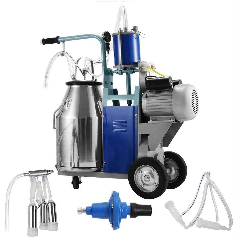 25L Electric MilMachine Piston Milker with Regulator and  Steel Bucket for Cows Goats Sheep MiFarm Suction Milk Machine 6.6Gallon 110V