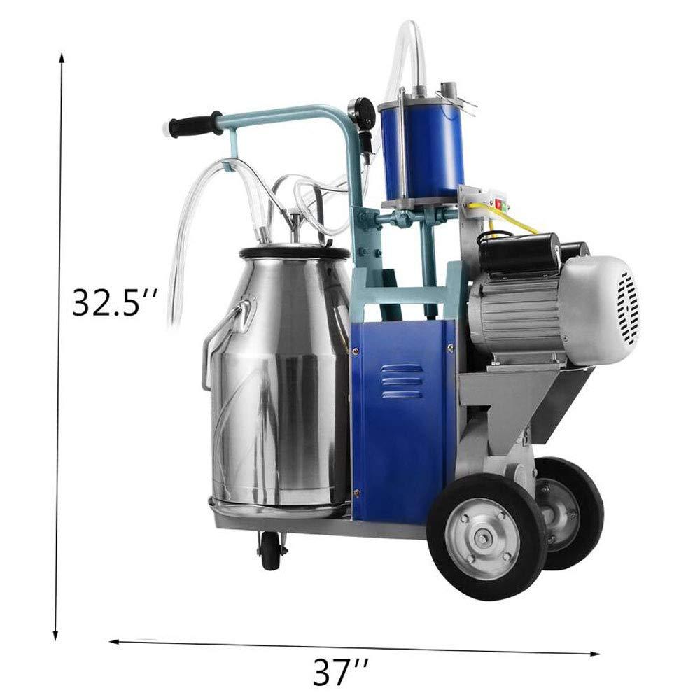 25L Electric MilMachine Piston Milker with Regulator and  Steel Bucket for Cows Goats Sheep MiFarm Suction Milk Machine 6.6Gallon 110V