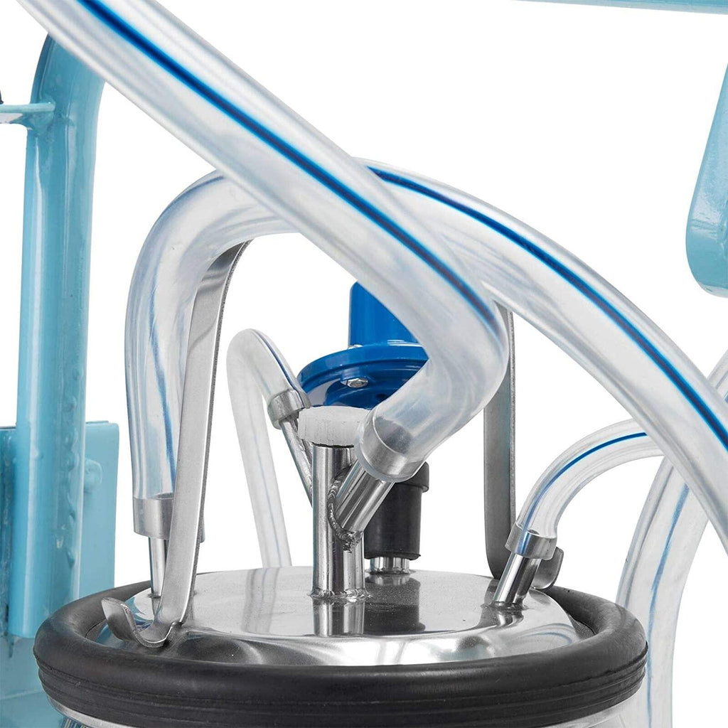 25L Electric MilMachine Piston Milker with Regulator and  Steel Bucket for Cows Goats Sheep MiFarm Suction Milk Machine 6.6Gallon 110V
