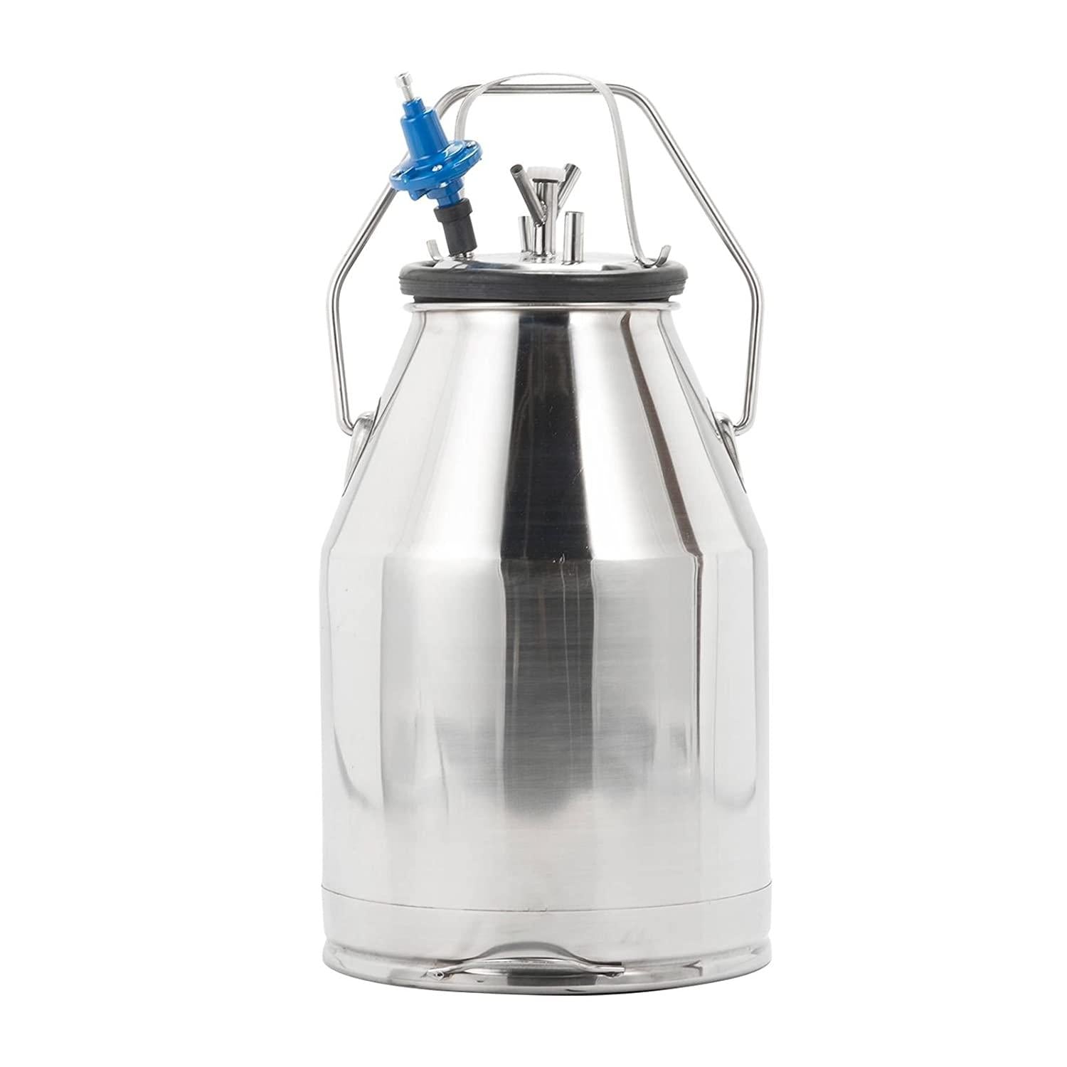25L Electric MilMachine Piston Milker with Regulator and  Steel Bucket for Cows Goats Sheep MiFarm Suction Milk Machine 6.6Gallon 110V