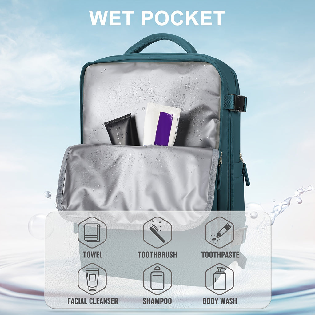 LarTravel Backpack, Carry On Backpack, HiBackpack, Waterproof Outdoor Sports Rucksack, Casual Daypack, School Bag, Fit 14 Inch Laptop With USB Charging Port &amp; Shoes Compartment