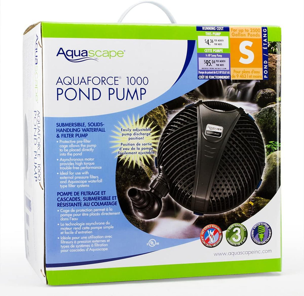Aquascape AquaForce 1000 Solids Handling Pond Pump, 91011 , Black