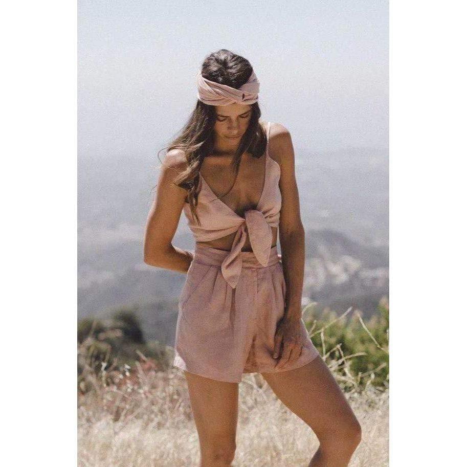 two piece crop bow sets for women