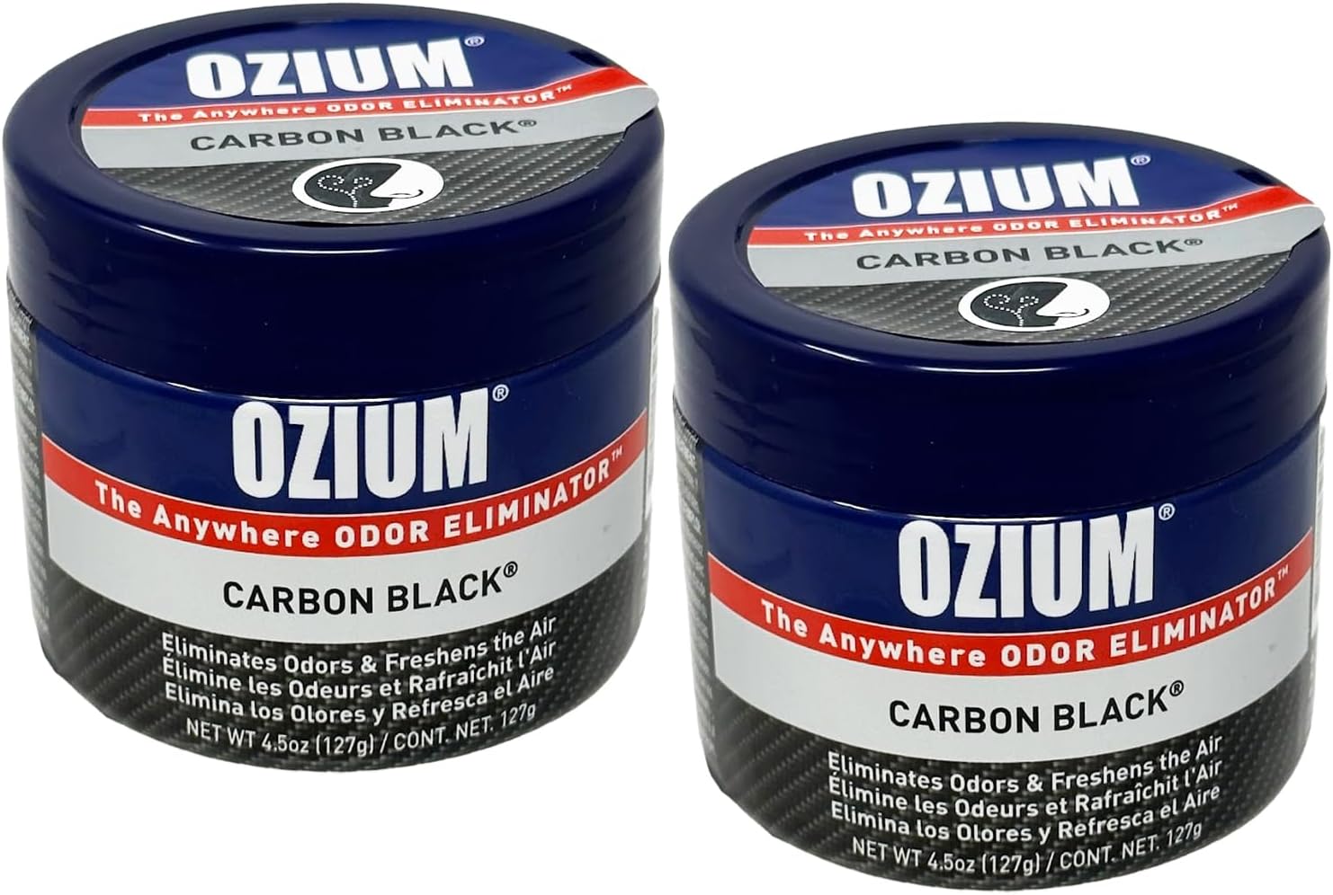 Ozium Air Sanitizer 4.5 oz Gel: Odor Eliminator for Strong Odor, Car Air Freshener (Carbon Black, 2 Packs)