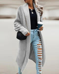 lapel bat sleeve knit long sweater cardigan
