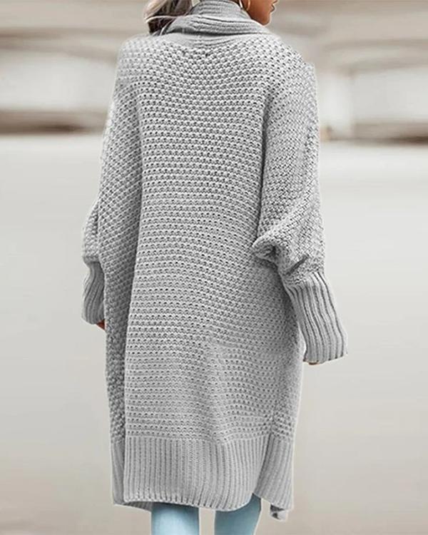lapel bat sleeve knit long sweater cardigan