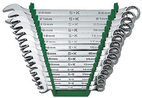SK Professional Tools 86255 15-Piece 12-Point Fractional Regular Long Combination Wrench Set - SuperKrome Finish, Set of 15 Chrome Wrenches Made in USA