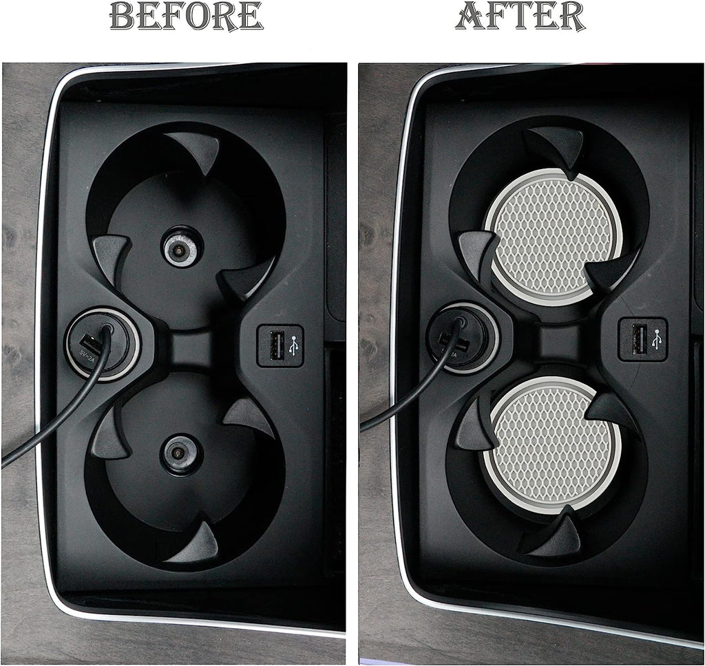 SINGARO Car Cup Coaster, 4PCS Universal Non-Slip Cup Holders Embedded in Ornaments Coaster, Car Interior Accessories, Gray