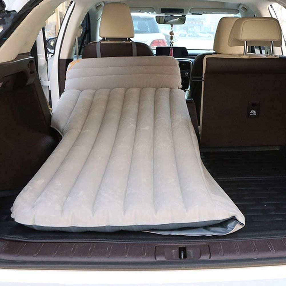 RSQJ Car Travel Bed,Inflatable Bed,SUV FlocCar Inflatable Bed Trunk Inflatable Bed Self-Driving Car Supplies (Color : Beige)
