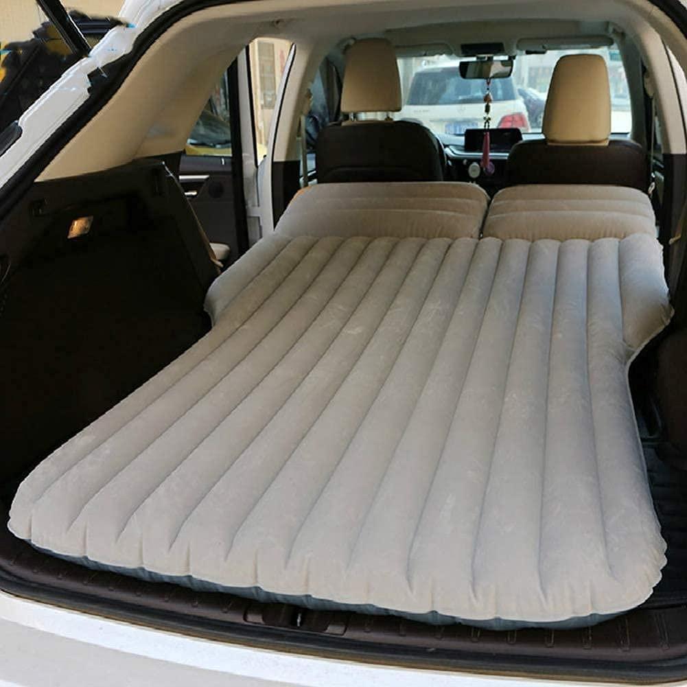 RSQJ Car Travel Bed,Inflatable Bed,SUV FlocCar Inflatable Bed Trunk Inflatable Bed Self-Driving Car Supplies (Color : Beige)