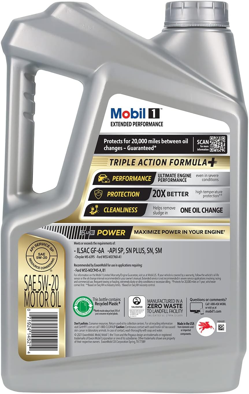 Mobil 1 Extended Performance Full Synthetic Motor Oil 5W-20, 5 Quart