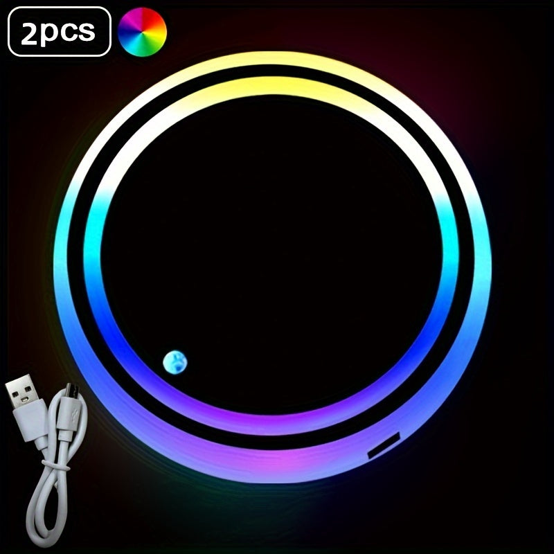 Light Up Your Car With Colorful Smart Luminous Water Coaster Atmosphere Lights!