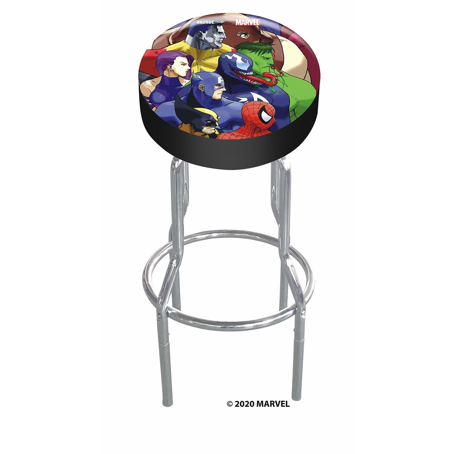 Arcade1UP Marvel vs. Capcom, 4 Games in 1, Arcade with Riser, Lit Marquee, and Stool