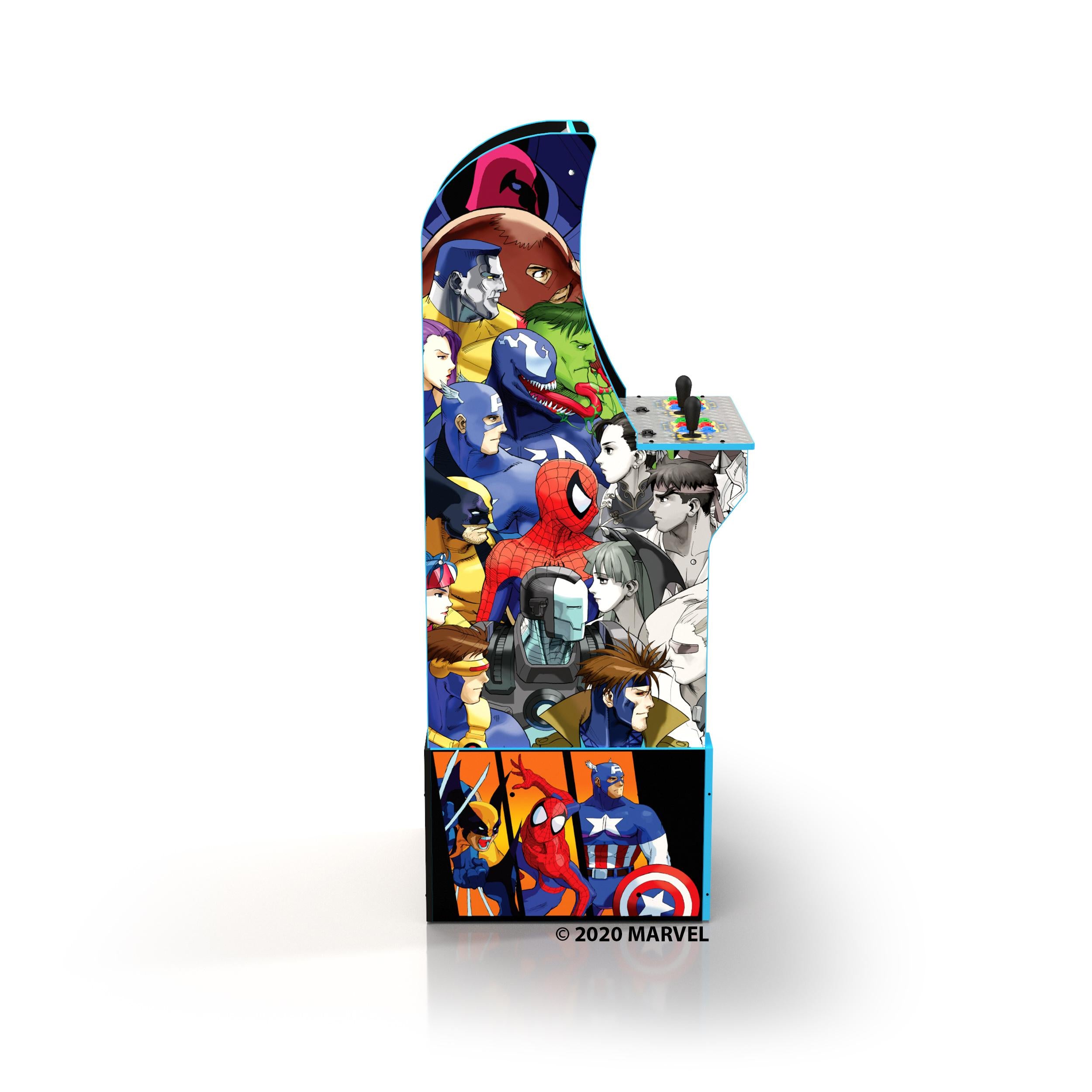 Arcade1UP Marvel vs. Capcom, 4 Games in 1, Arcade with Riser, Lit Marquee, and Stool