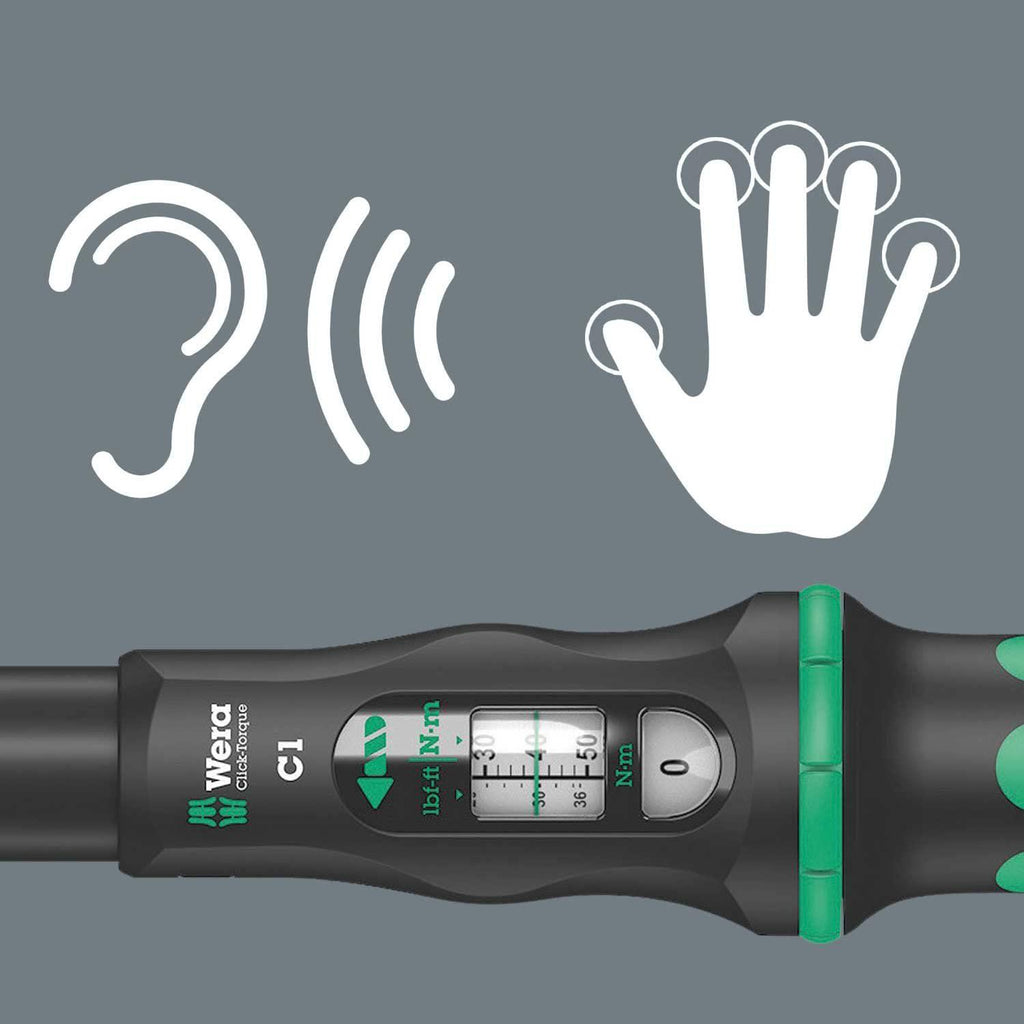 WClick-Torque C 1 torque wrench with reversible ratchet, 1/2" x 10-50 Nm, black/green