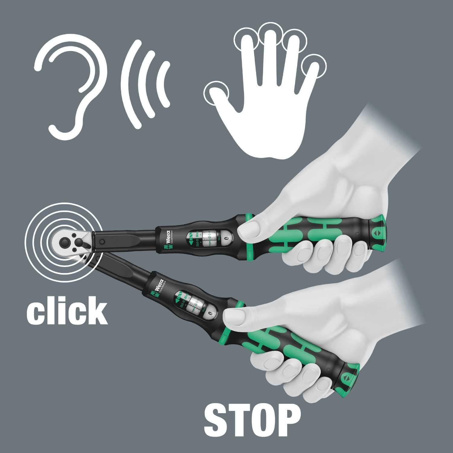WClick-Torque C 1 torque wrench with reversible ratchet, 1/2" x 10-50 Nm, black/green