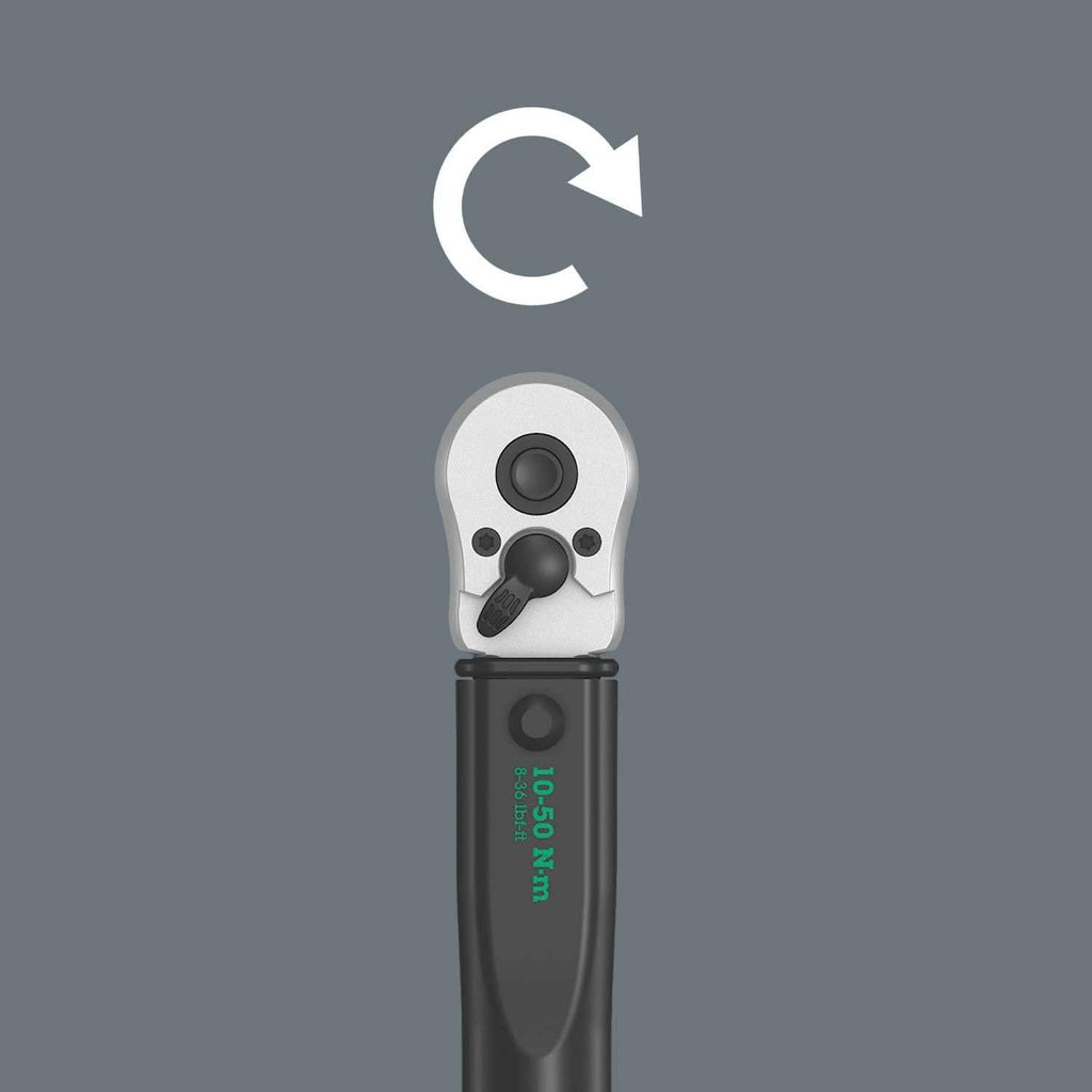 WClick-Torque C 1 torque wrench with reversible ratchet, 1/2" x 10-50 Nm, black/green