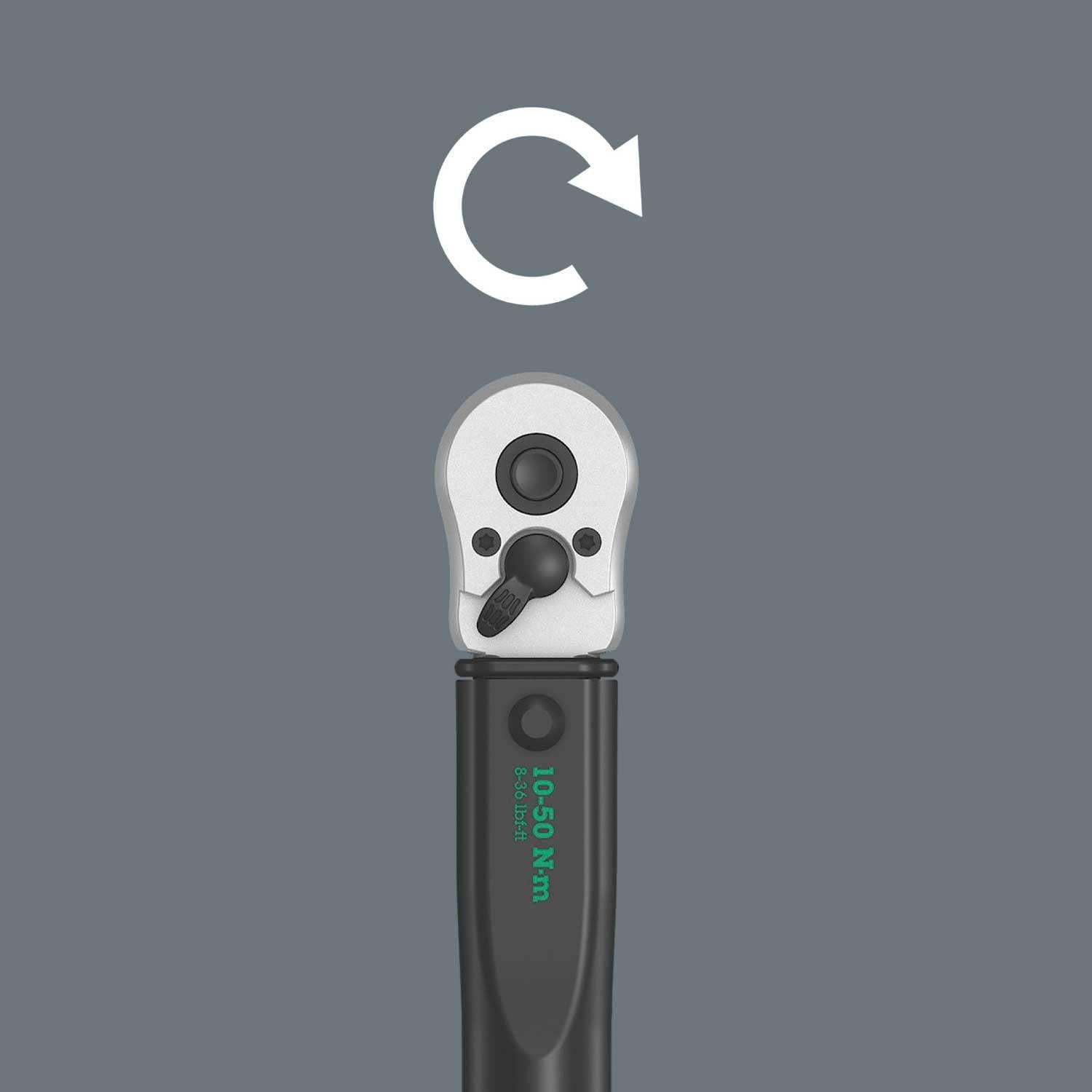 WClick-Torque C 1 torque wrench with reversible ratchet, 1/2" x 10-50 Nm, black/green