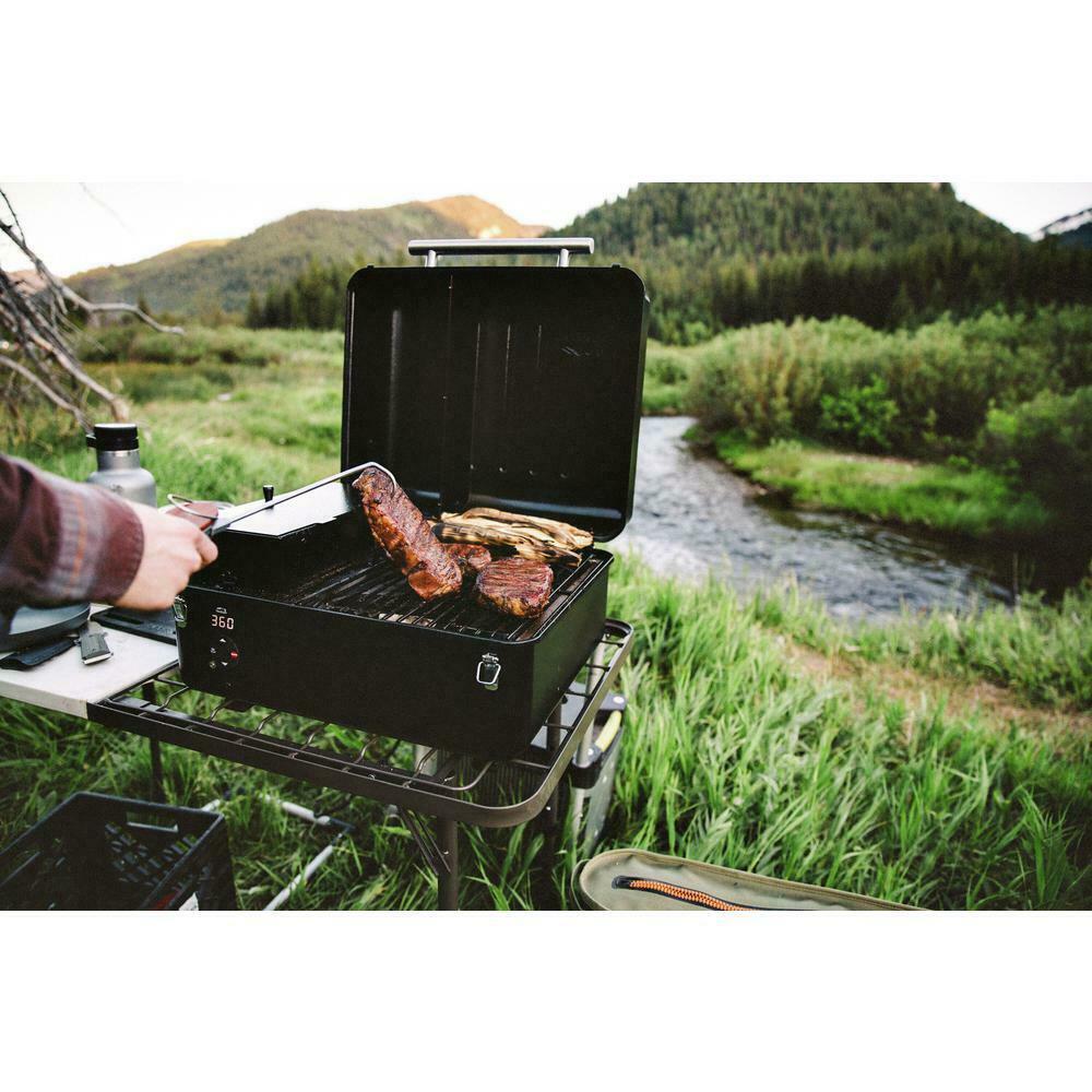 Ranger Pellet Grill Smoker Tabletop Electric Cast Iron Griddle Black