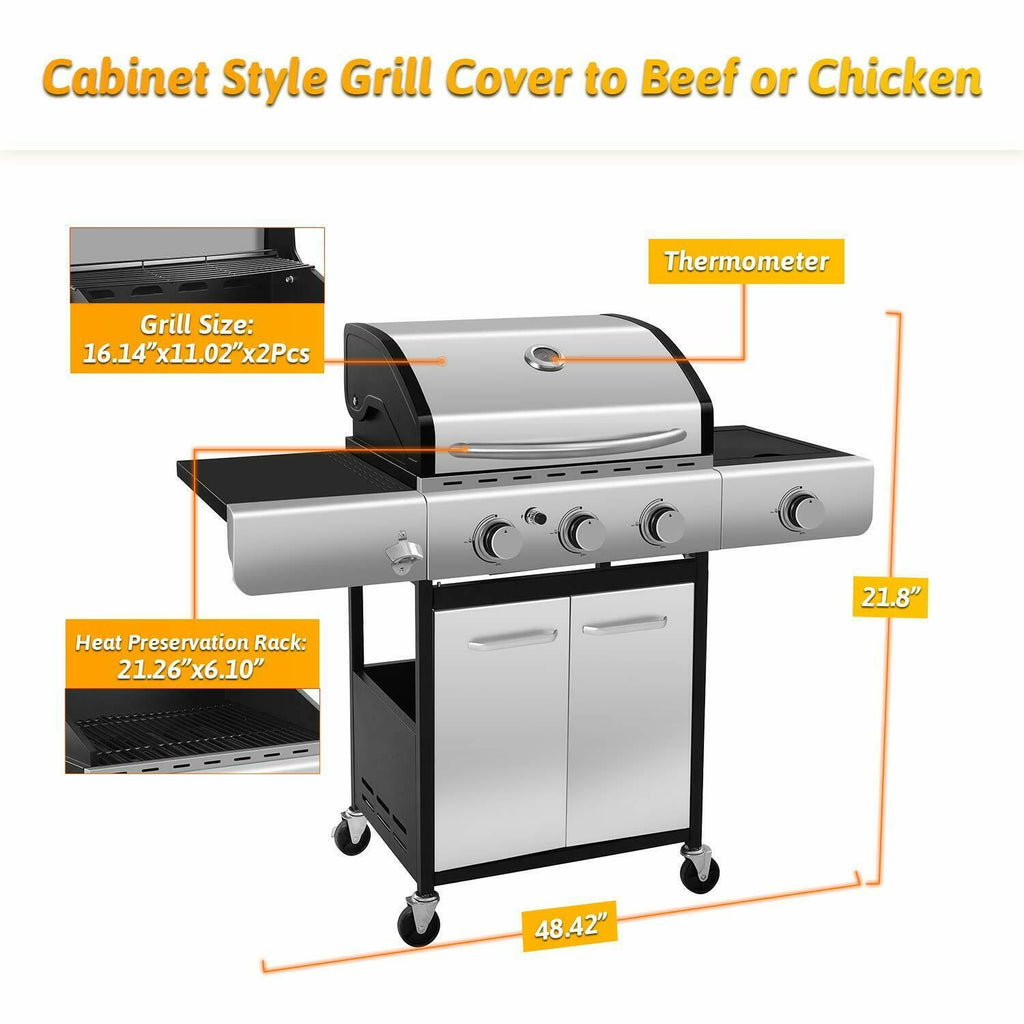 34000 BTU Liquid Propane Grill with 3-Burner,Temperature Display