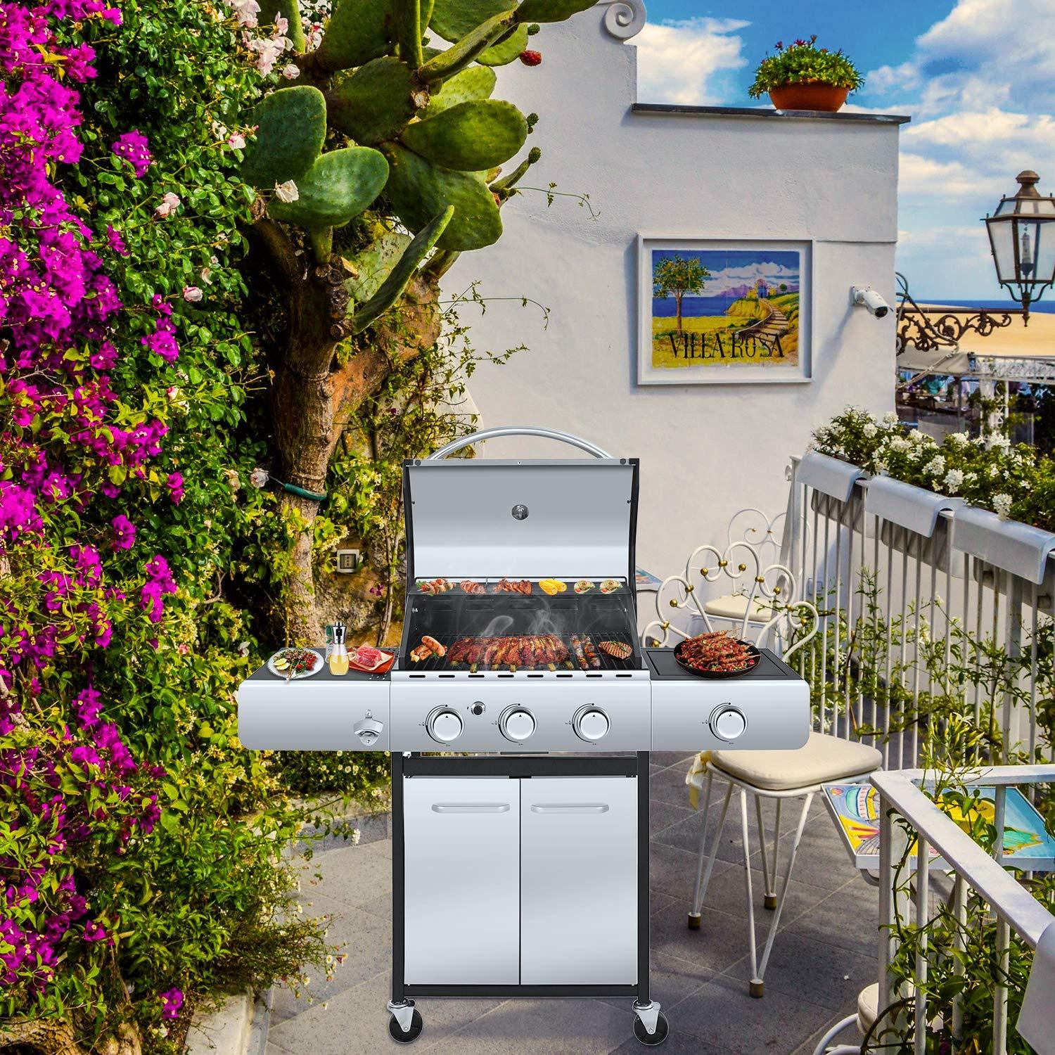 34000 BTU Liquid Propane Grill with 3-Burner,Temperature Display
