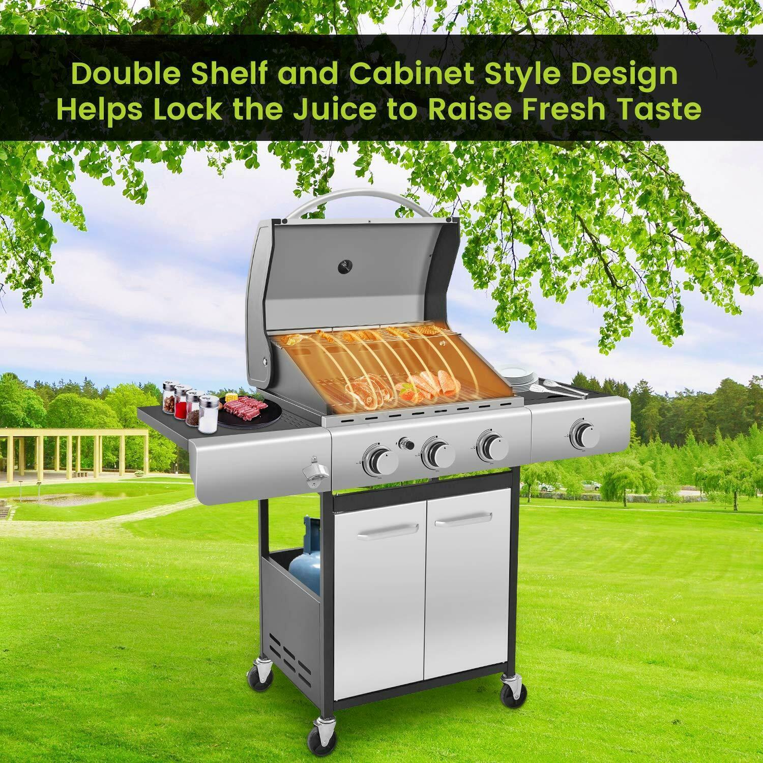 34000 BTU Liquid Propane Grill with 3-Burner,Temperature Display