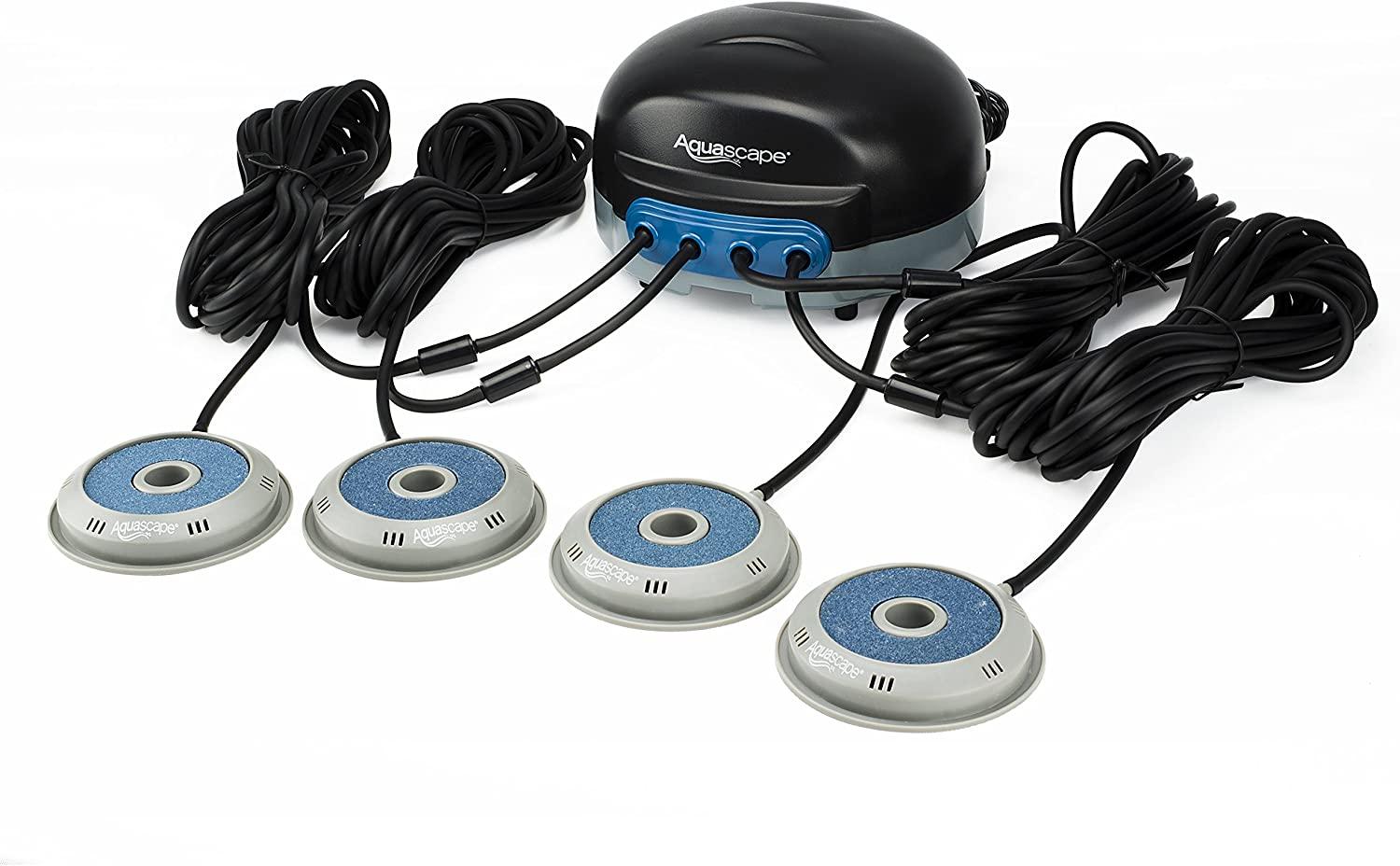 Aquascape Pond AIR 4 Aerator with 2 Additional Replacement AIRSTONES, Air Line, Power Cord and More - Adds Oxygen, Raises Water Quality and Clarity, Helps Fish and Plants - Quiet and Energy Efficient