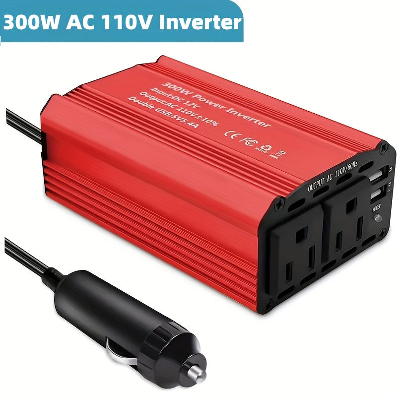 300W Power Inverter DC 12V To 110V AC Car Inverter With 5V 2.4A+3A And 2USB Car Adapters