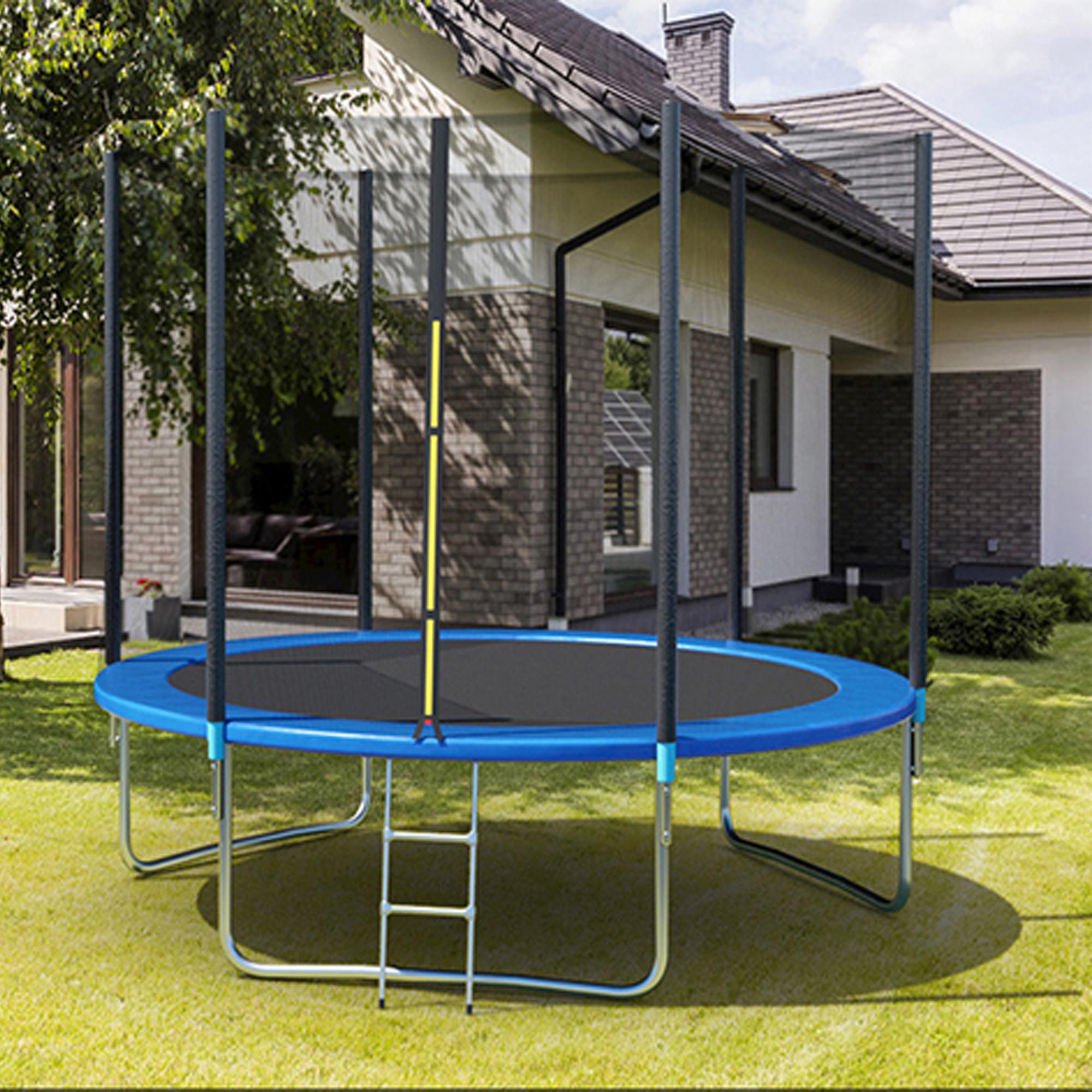 Trampoline on Clearance, Upgraded 8-Feet Kids Outdoor Trampoline with Safety Enclosure Net and Ladder, Heavy-Duty Round Trampoline for Indoor or Outdoor Backyard, Capacity 250lbs, L3722
