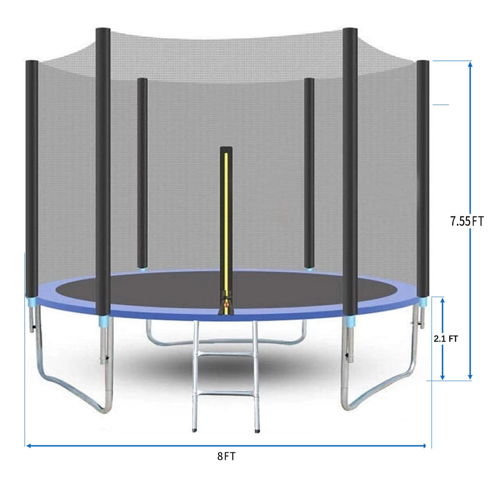 Trampoline on Clearance, Upgraded 8-Feet Kids Outdoor Trampoline with Safety Enclosure Net and Ladder, Heavy-Duty Round Trampoline for Indoor or Outdoor Backyard, Capacity 250lbs, L3722