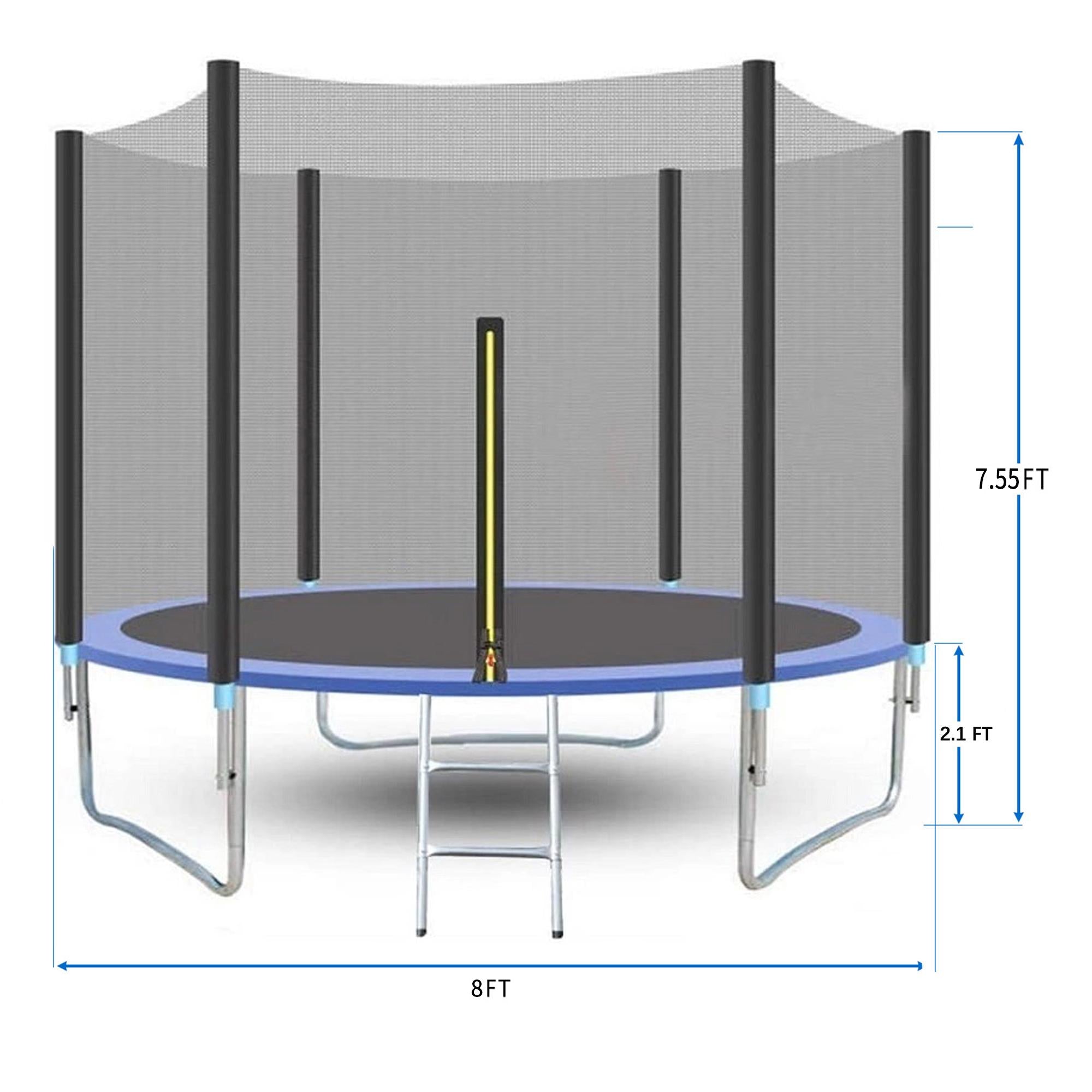 Trampoline on Clearance, Upgraded 8-Feet Kids Outdoor Trampoline with Safety Enclosure Net and Ladder, Heavy-Duty Round Trampoline for Indoor or Outdoor Backyard, Capacity 250lbs, L3722