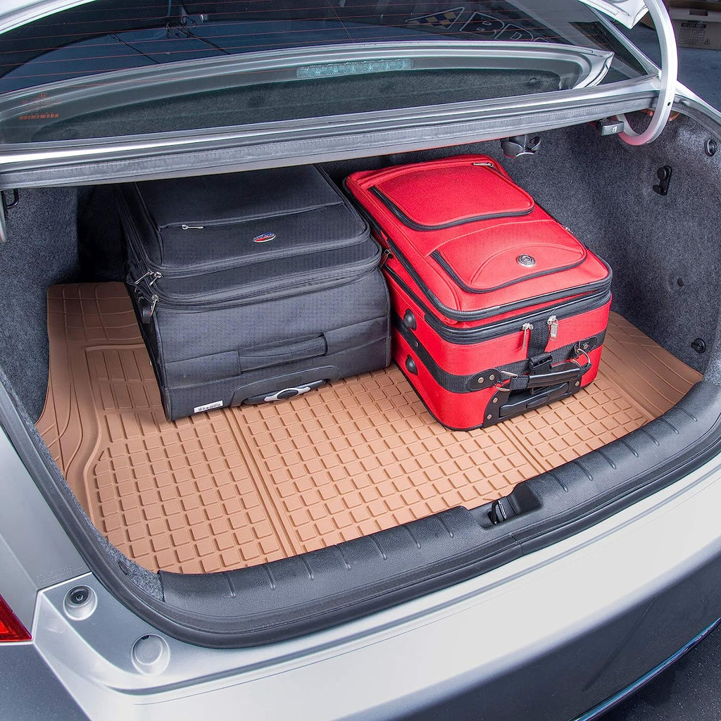 Motor Trend Premium FlexTough All-Protection Cargo Liner Trunk Mat - w/Traction Grips &amp; Fresh , Heavy Duty Trimmable Trunk Liner for Car Truck SUV, Beige, Size: 54" L x 37" W