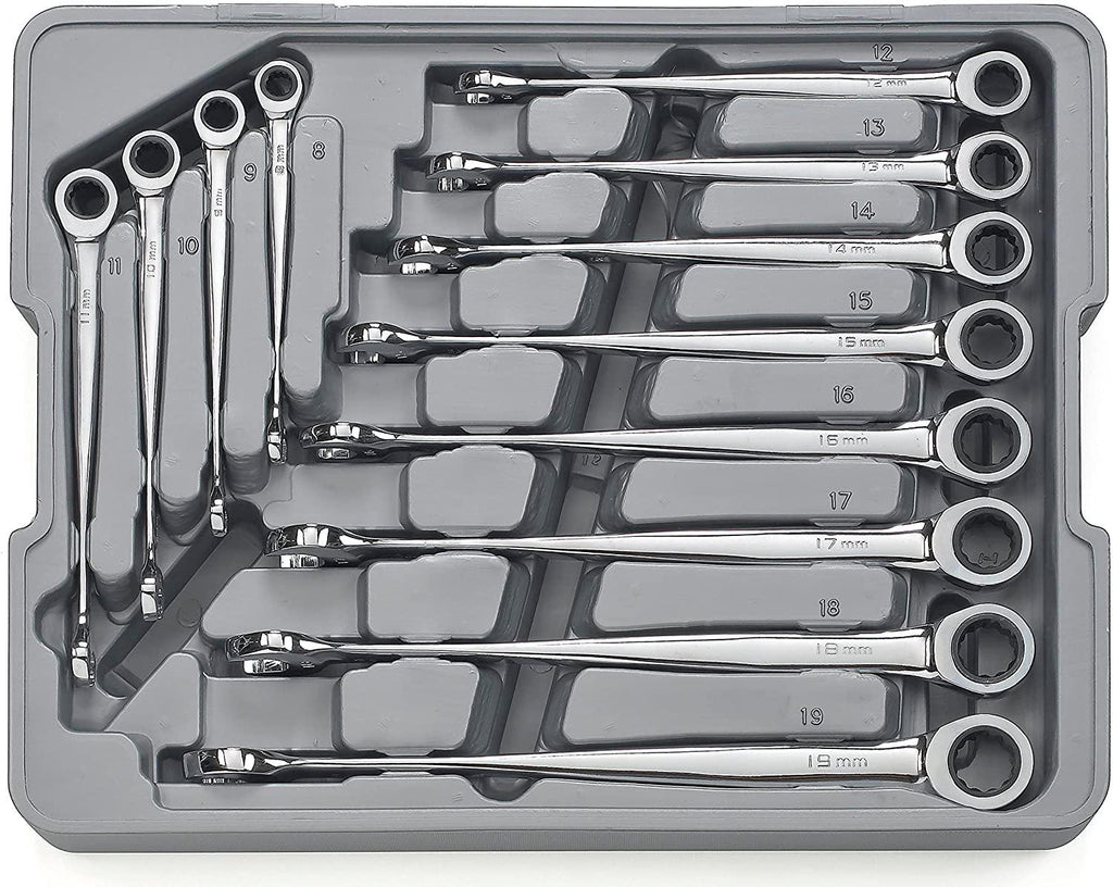 GEARWRENCH 12 Pc. 12 Pt. XL X-Beam Ratcheting Combination Wrench Set, Metric - 85888
