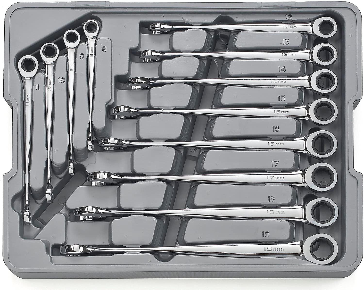 GEARWRENCH 12 Pc. 12 Pt. XL X-Beam Ratcheting Combination Wrench Set, Metric - 85888