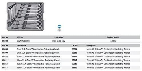 GEARWRENCH 12 Pc. 12 Pt. XL X-Beam Ratcheting Combination Wrench Set, Metric - 85888