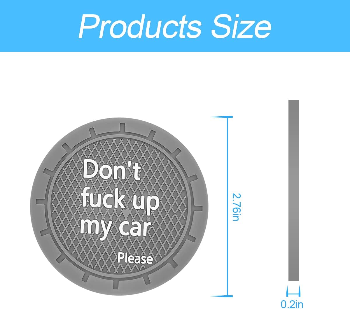 8sanlione Car Cup Coaster, 4Pcs 2.75 Inch Auto Cup Holder Insert Coasters, Non-Slip Waterproof Embedded Drink Mat, Automotive Interior Accessories for Men and Women (D Gray/4PCS)