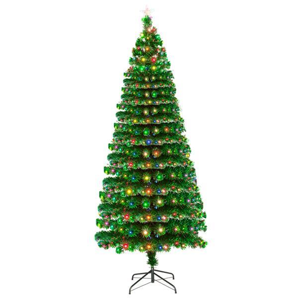 JINS&amp;VICO 7.5ft Fiber Optic Christmas Tree PVC with 260 LED Lamps &amp; 260 Branches Perfect for Indoor and Outdoor Holiday Decoration, Light Green