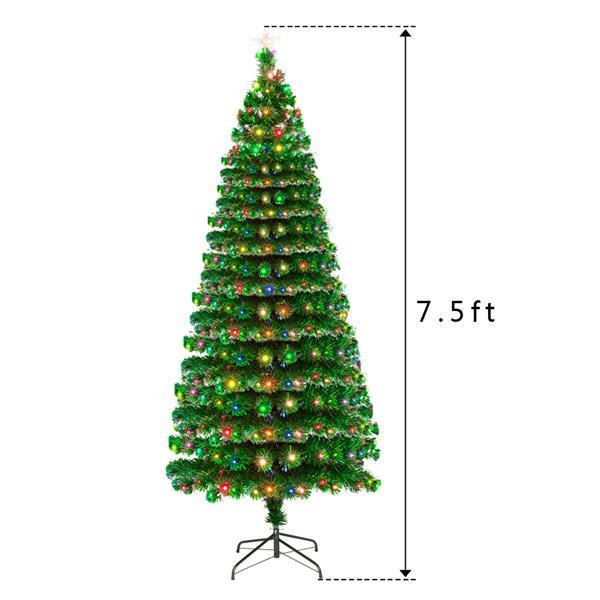 JINS&amp;VICO 7.5ft Fiber Optic Christmas Tree PVC with 260 LED Lamps &amp; 260 Branches Perfect for Indoor and Outdoor Holiday Decoration, Light Green