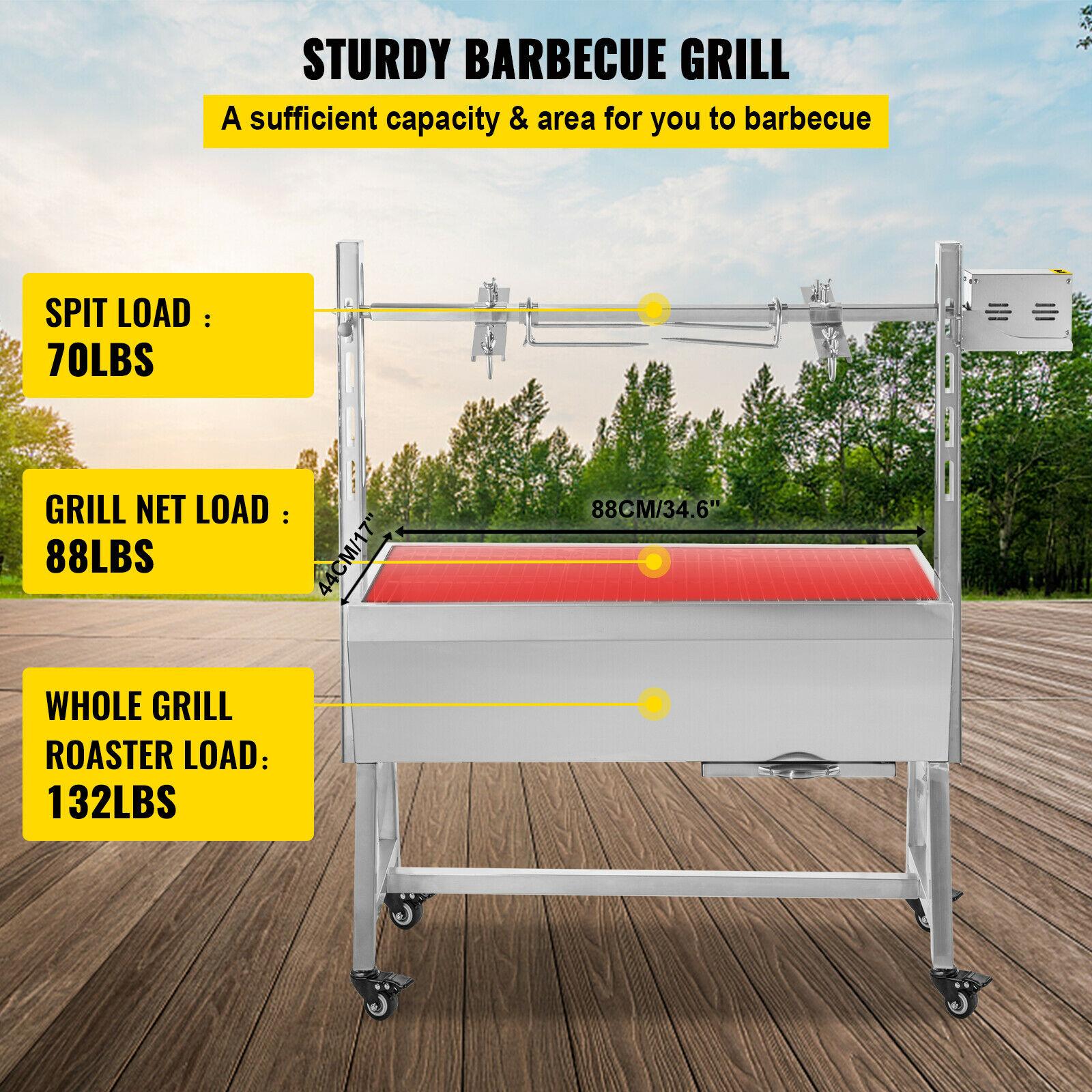 42'' 88Lbs  Lamb Roaster Rotisserie Spit 25W BBQ Trotter Pig Goat