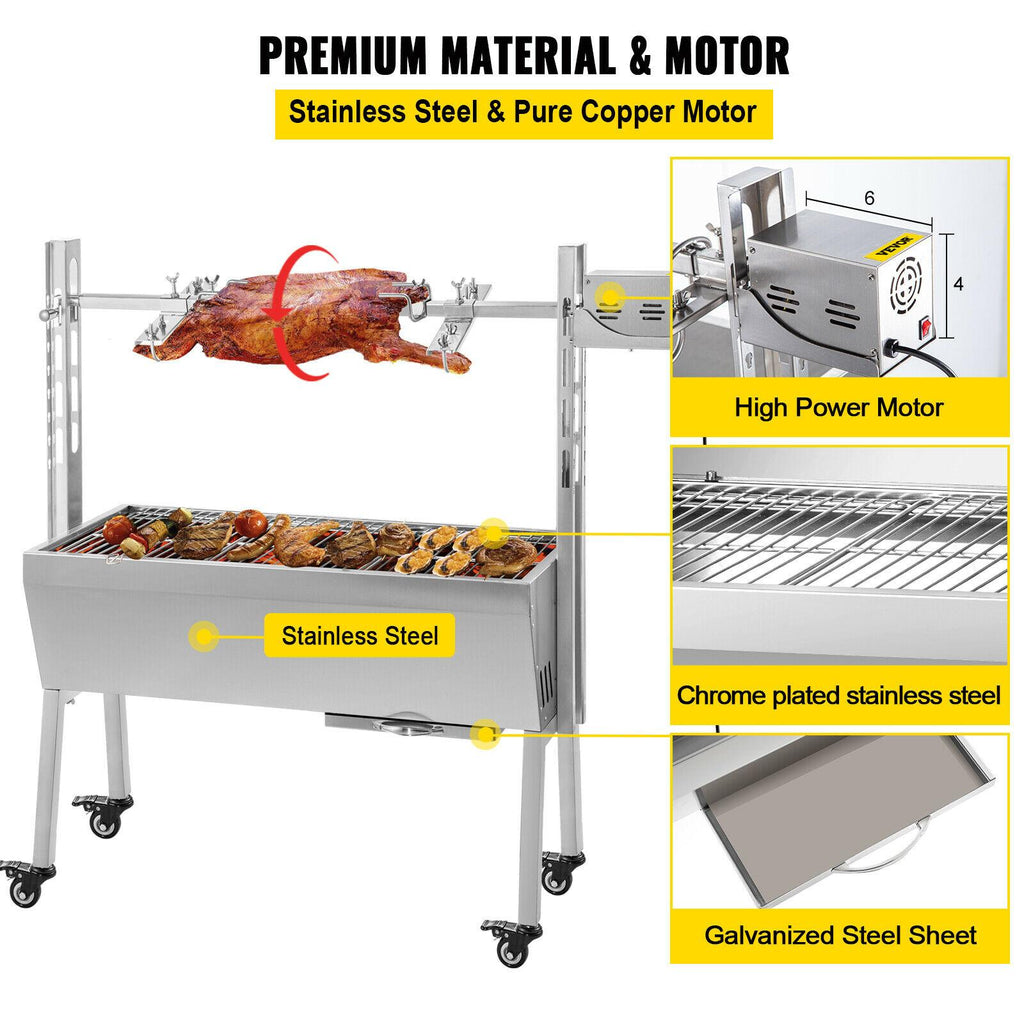 42'' 88Lbs  Lamb Roaster Rotisserie Spit 25W BBQ Trotter Pig Goat