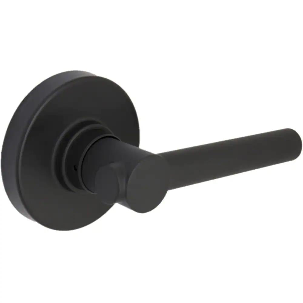 Highland Matte Black Hall and Closet Door Lever with Round Rose