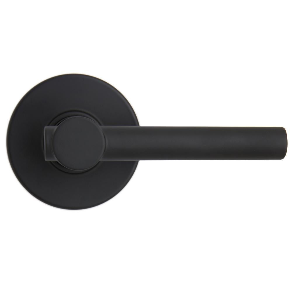 Highland Matte Black Hall and Closet Door Lever with Round Rose