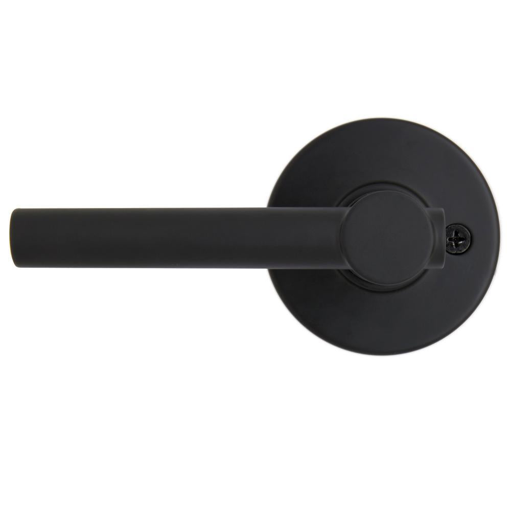 Highland Matte Black Hall and Closet Door Lever with Round Rose