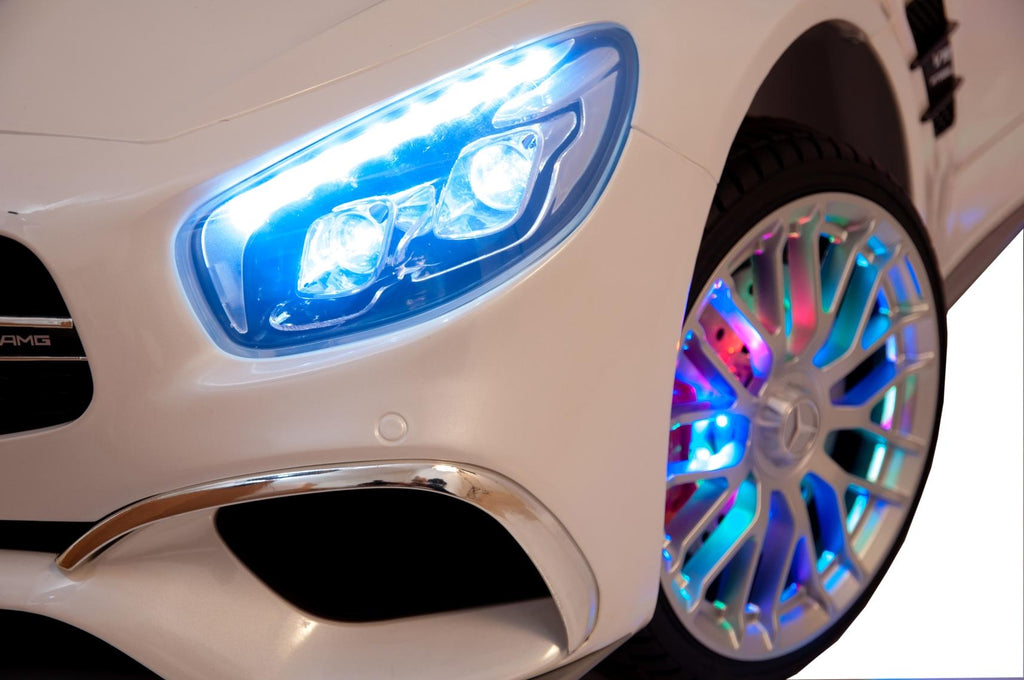 12V Mercedes AMG SL65 Ride on power electric ONE SEATER car For ONE Kid with MP4 Touch Screen Remote Control LED lights MP3 - White