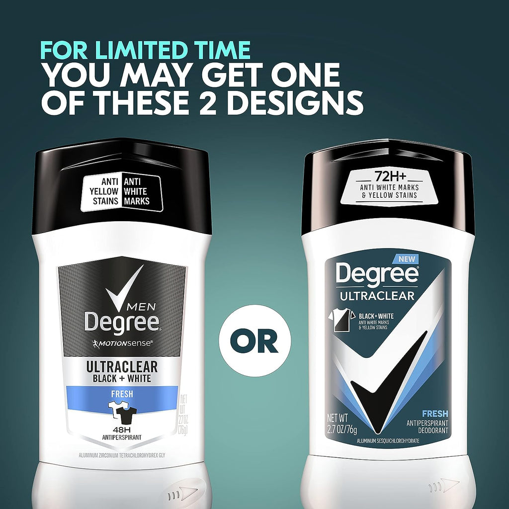Degree Men UltraClear Antiperspirant Deodorant Fresh, Pack of 12, 72-Hour Sweat &amp; Odor Protection Antiperspirant For Men With MotionSense Technology 2.7 oz