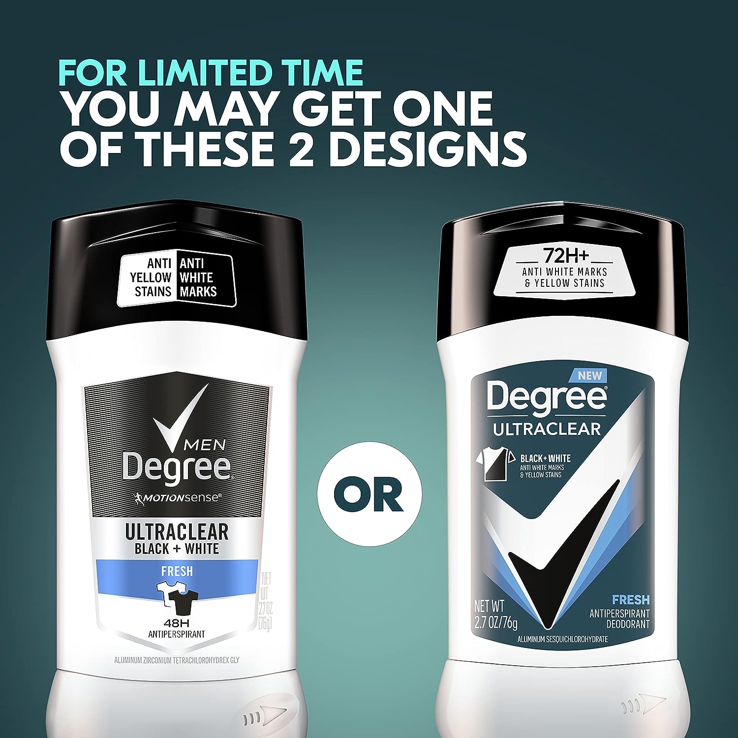 Degree Men UltraClear Antiperspirant Deodorant Fresh, Pack of 12, 72-Hour Sweat &amp; Odor Protection Antiperspirant For Men With MotionSense Technology 2.7 oz