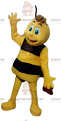 Cute and Mischievous Yellow and Black Bee BIGGYMONKEYMascot Costume