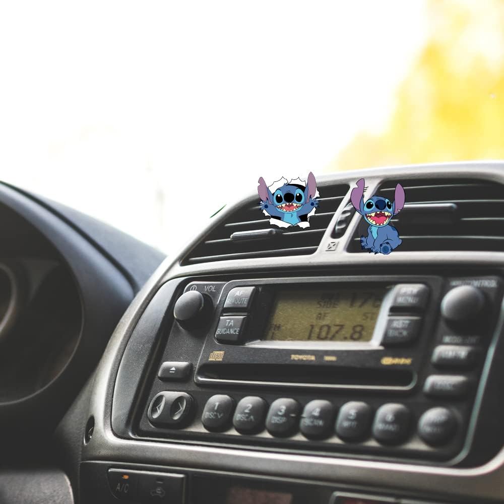 ZOSTLAND Cute Cartoon Car Air Vent Clip Decoration,Car Air Fresheners, Funny Car Vent Clip,Personalized Automotive Interior Decoration Accessories,Car Decor Gift for women,men (4pcs Stitch Surprise)